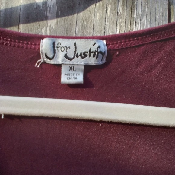 NWT J For Justify size XL jumpsuit short sleeve henley bordeaux red - Picture 8 of 12